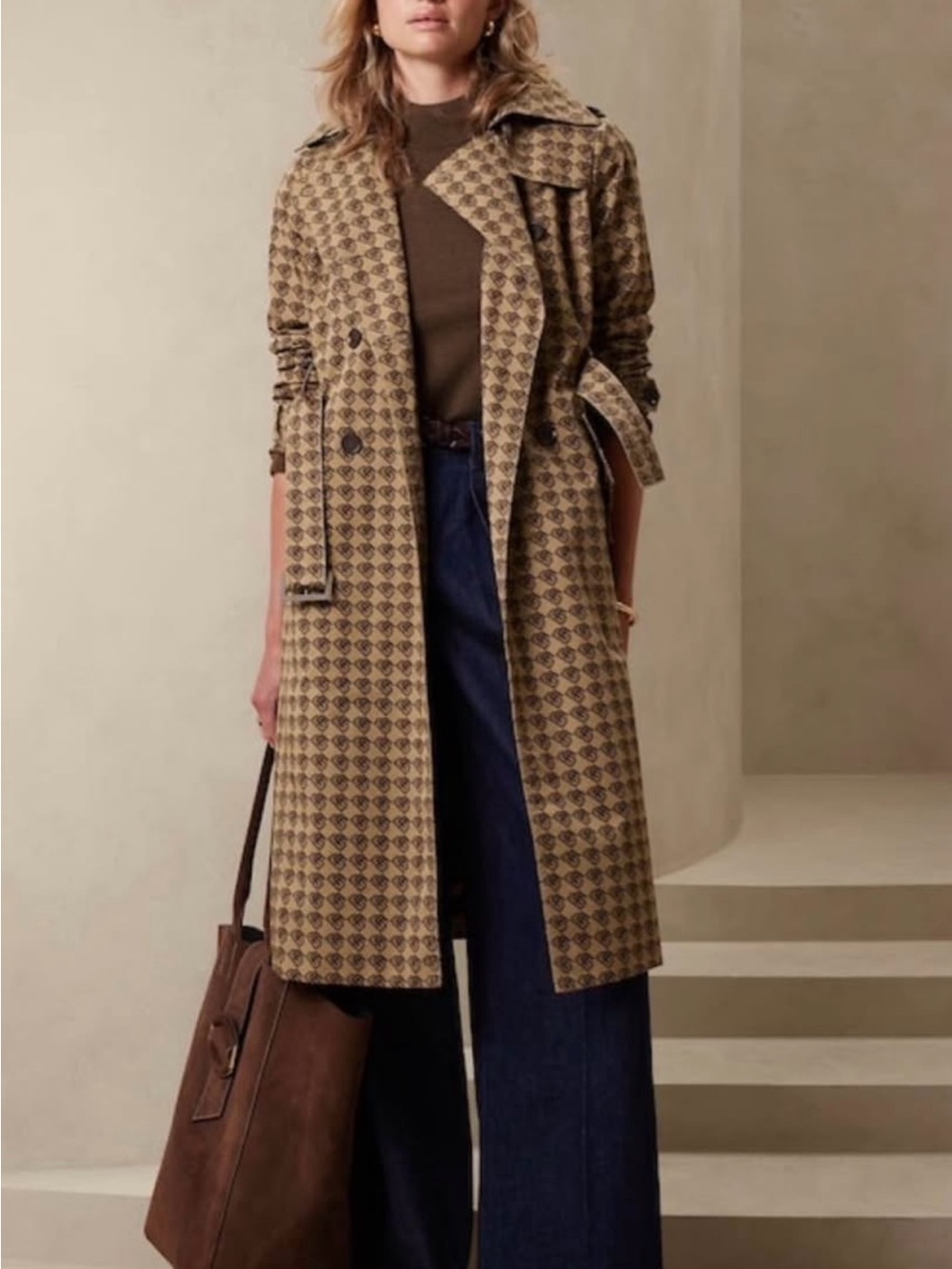 Patterned Trench Coat in size L